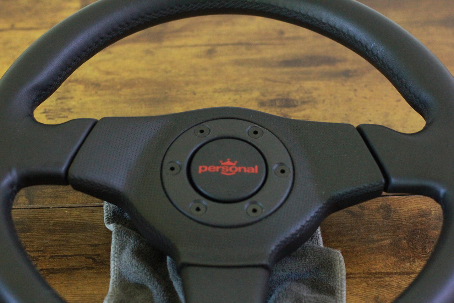 Personal Leather Steering & Wheel Horn Button - Black / Red