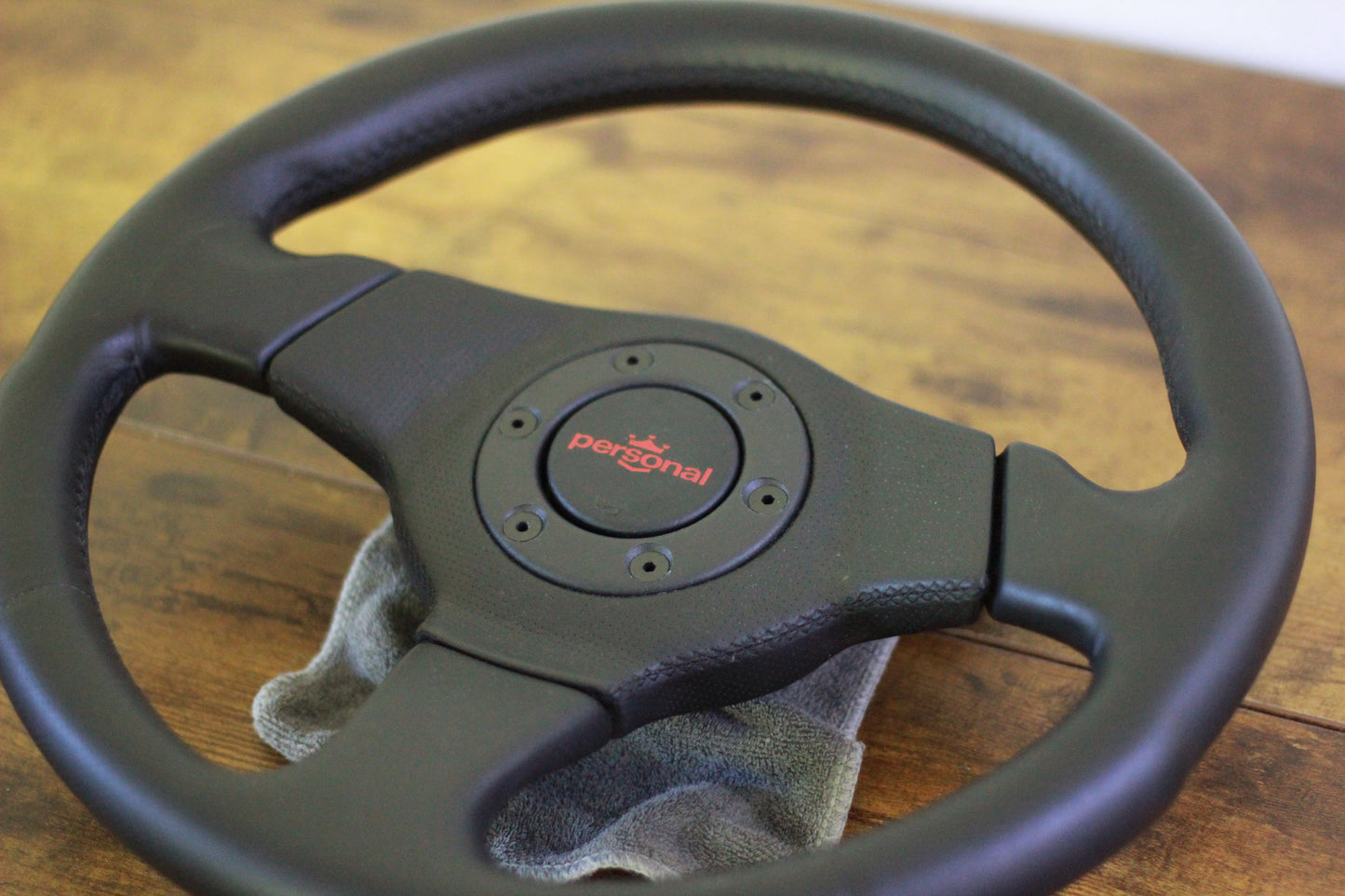 Personal Leather Steering & Wheel Horn Button - Black / Red