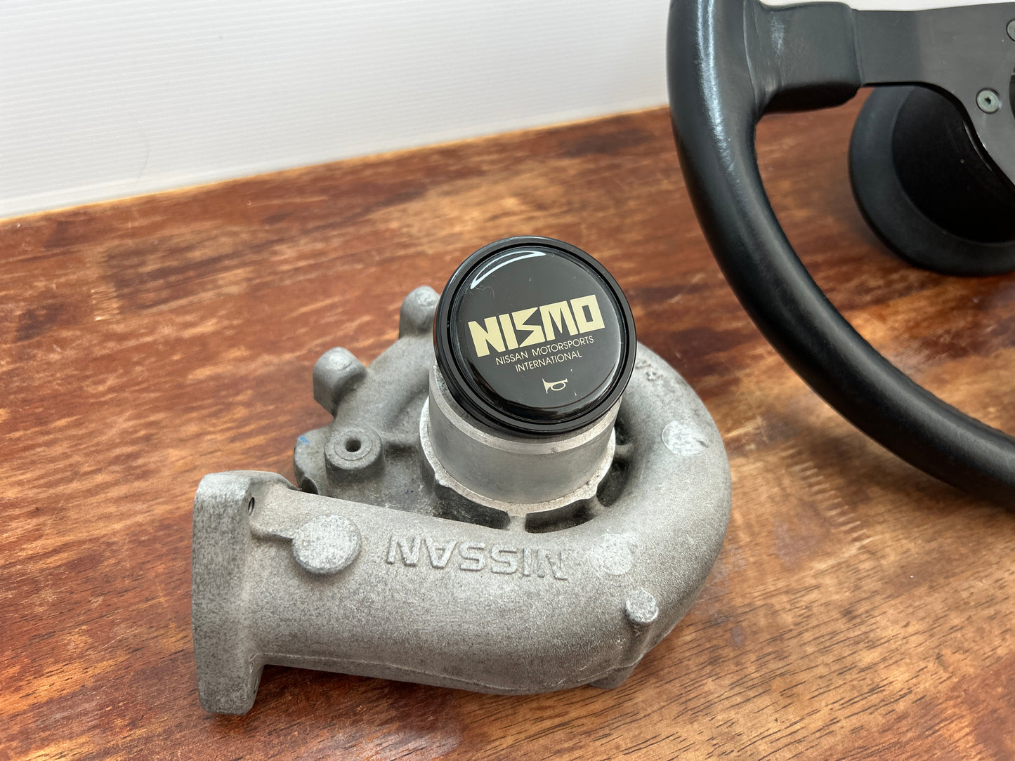 Genuine Nismo 365A Leather Steering Wheel, Horn Button - Black
