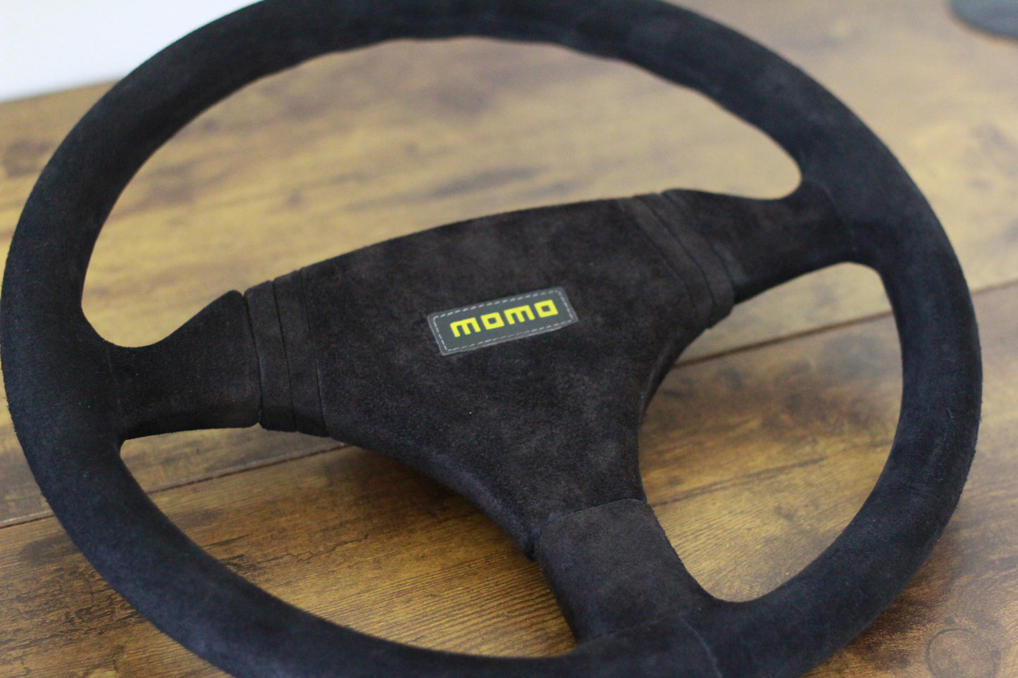 Genuine NOS MOMO Cobra 3 Spoke Full Suede Steering Wheel 360mm - Black
