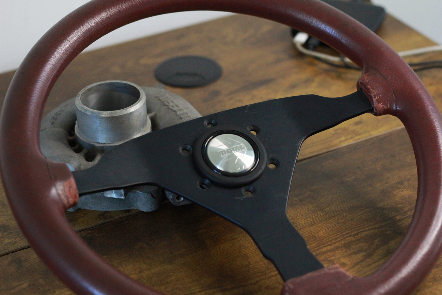 Momo 3 Spoke Steering Wheel & Horn Button - 350mm / OX Blood