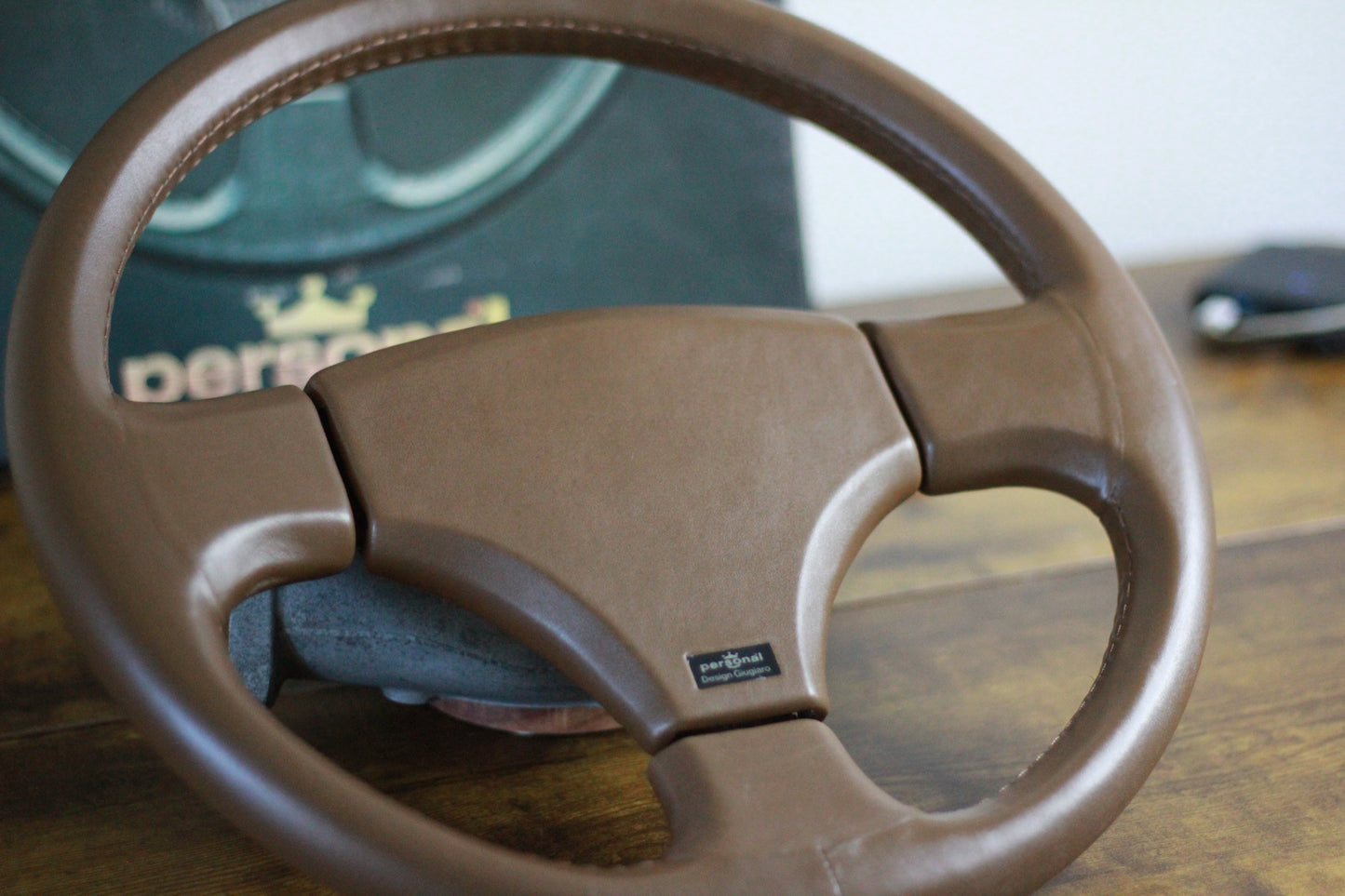 Personal Design Giugiaro Leather Steering Wheel Horn Pad 365mm - Brown