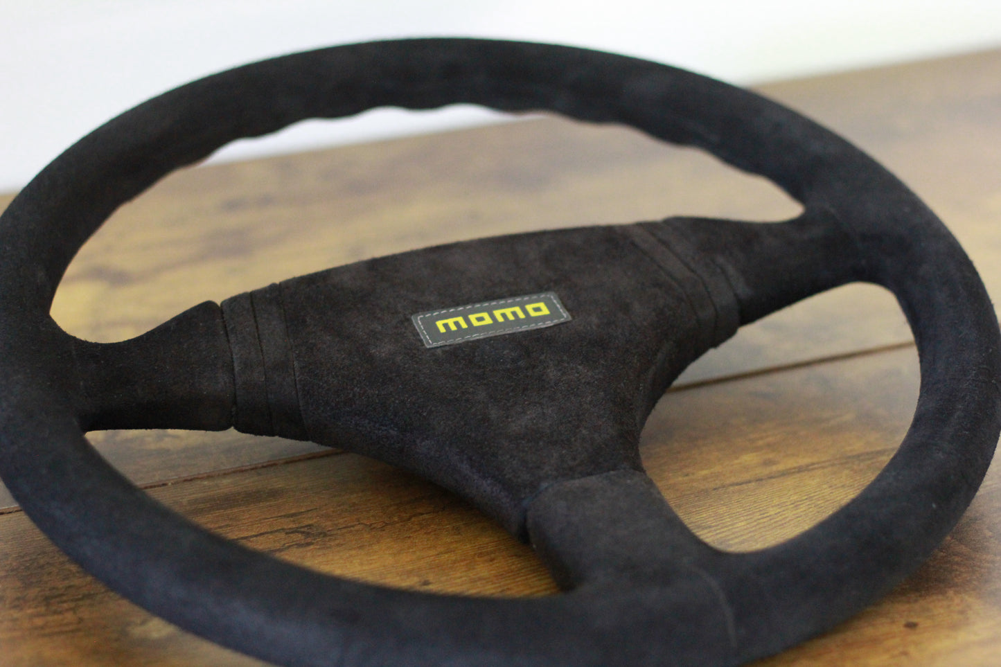 Genuine NOS MOMO Cobra 3 Spoke Full Suede Steering Wheel 360mm - Black