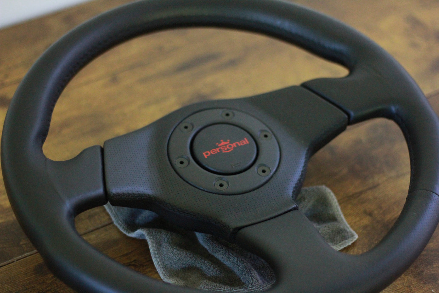 Personal Leather Steering & Wheel Horn Button - Black / Red