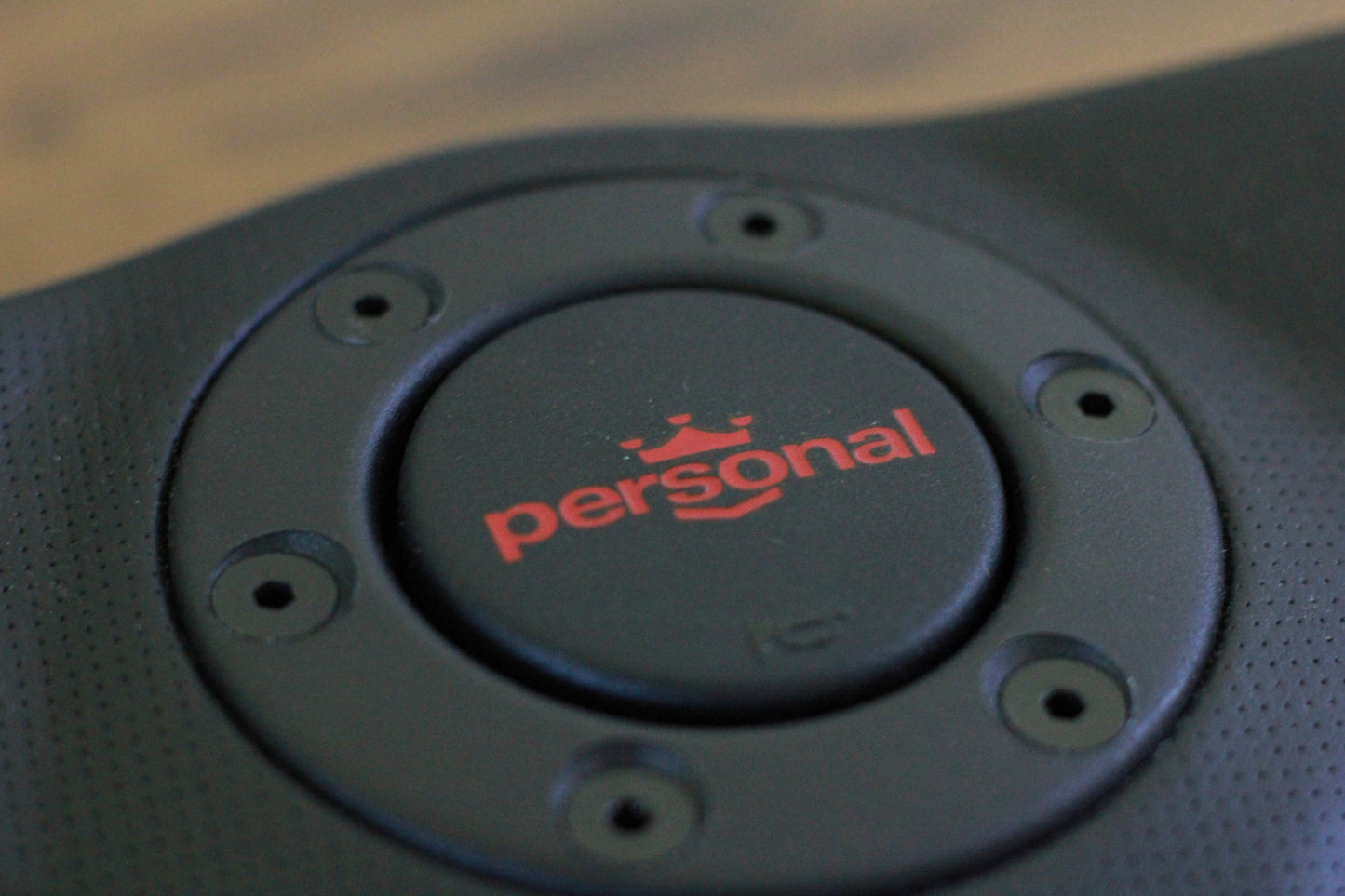 Personal Leather Steering & Wheel Horn Button - Black / Red