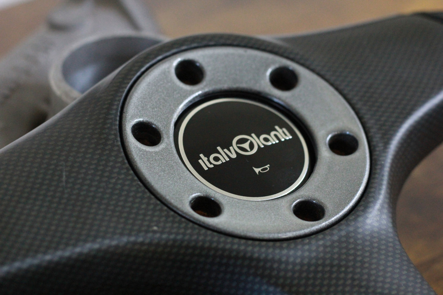 Italvolanti Leather Steering Wheel 350mm - Black / Carbon