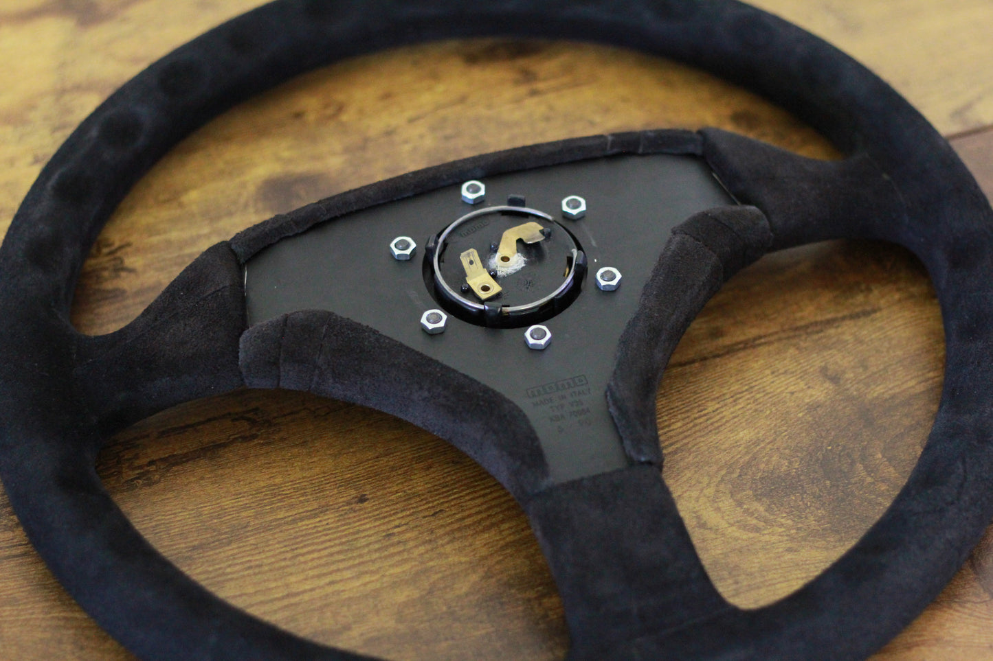 Genuine NOS MOMO Cobra 3 Spoke Full Suede Steering Wheel 360mm - Black