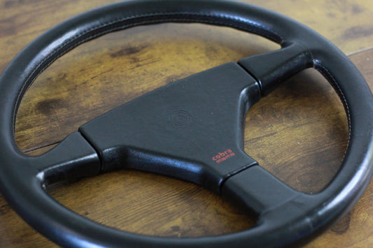 MOMO Cobra 3 Spoke Leather Steering Wheel 360mm - Black