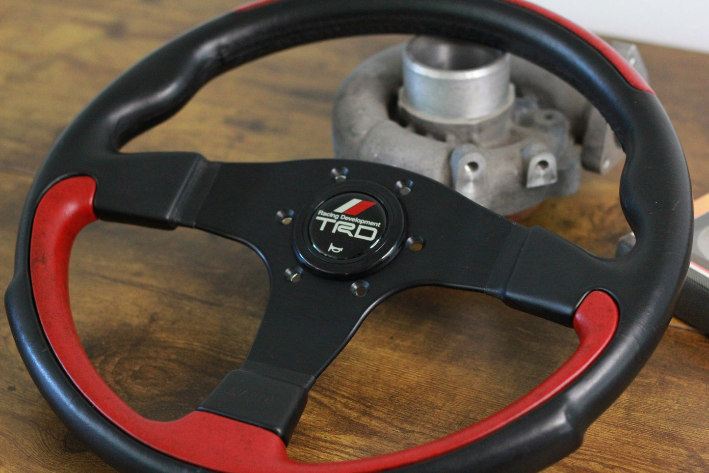 Nardi TRD Challenge 350 Leather Steering Wheel 350mm - Black/ Red