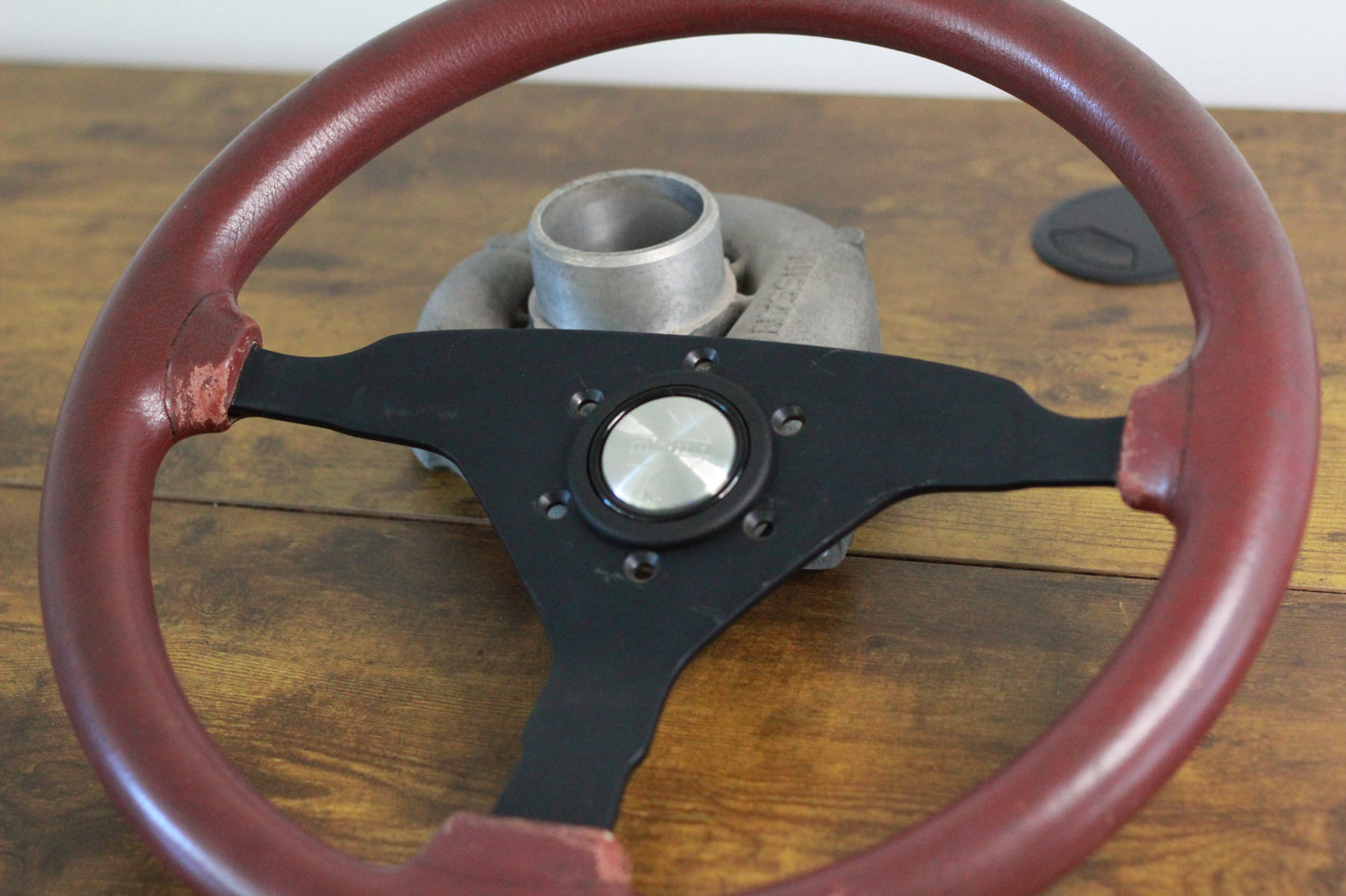 Momo 3 Spoke Steering Wheel & Horn Button - 350mm / OX Blood