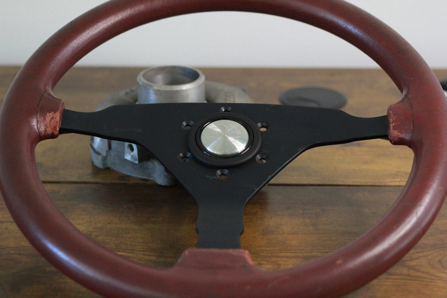 Momo 3 Spoke Steering Wheel & Horn Button - 350mm / OX Blood