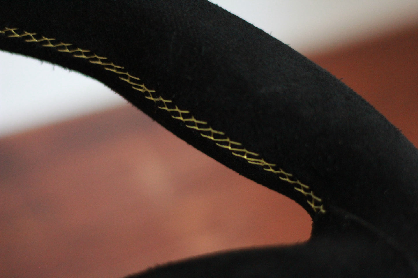 ATC Sprint Buckskin Suede Steering Wheel D Shape 350mm - Black / Yellow