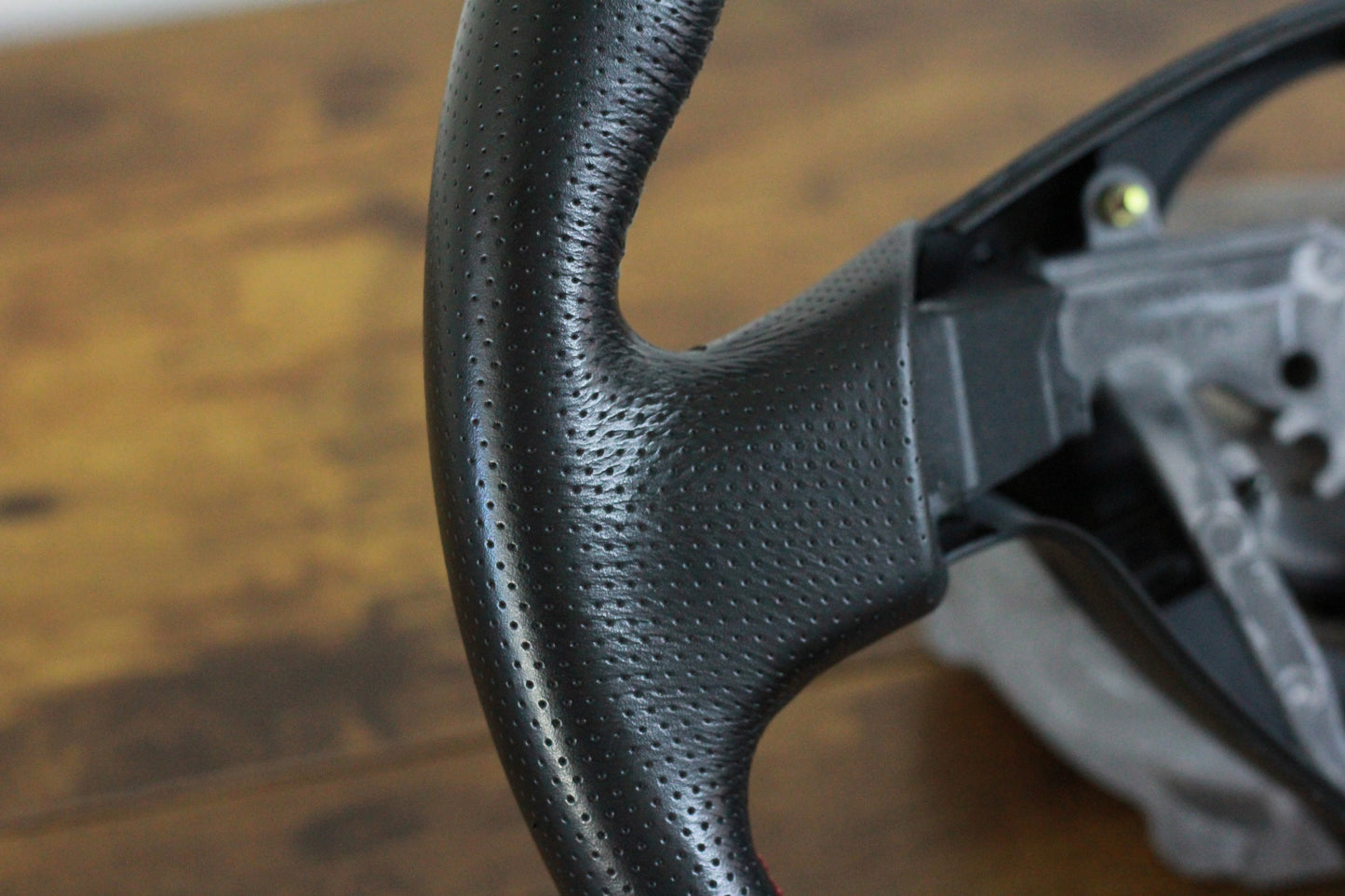 OEM GDB STi Red Stitch Leather Steering Wheel - Black / Blobeye