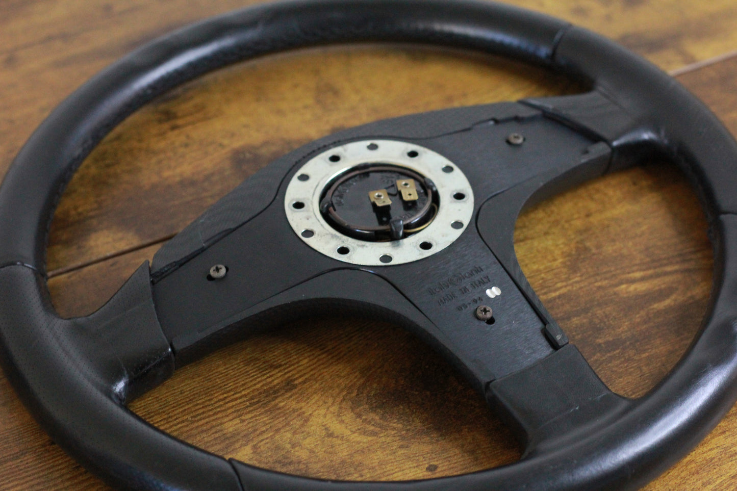 Italvolanti Leather Steering Wheel 350mm - Black / Carbon