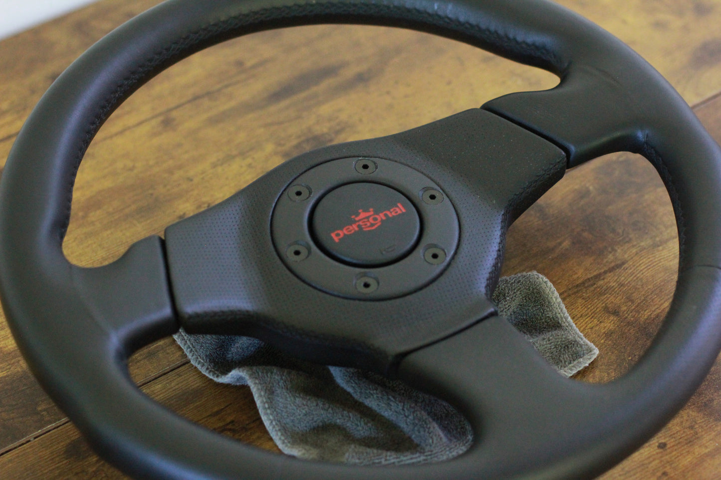 Personal Leather Steering & Wheel Horn Button - Black / Red