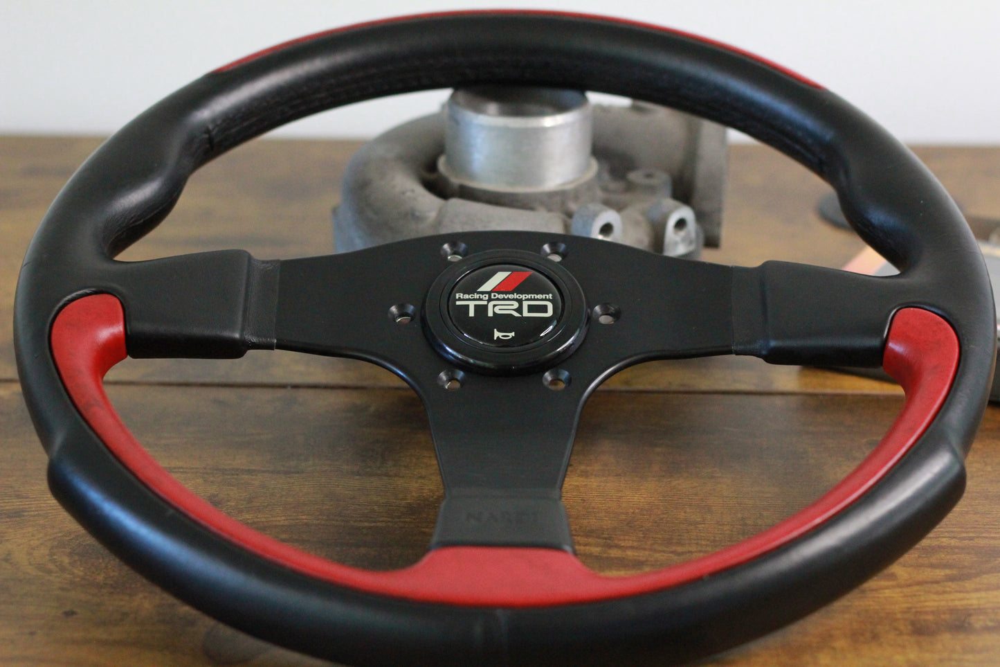 Nardi TRD Challenge 350 Leather Steering Wheel 350mm - Black/ Red