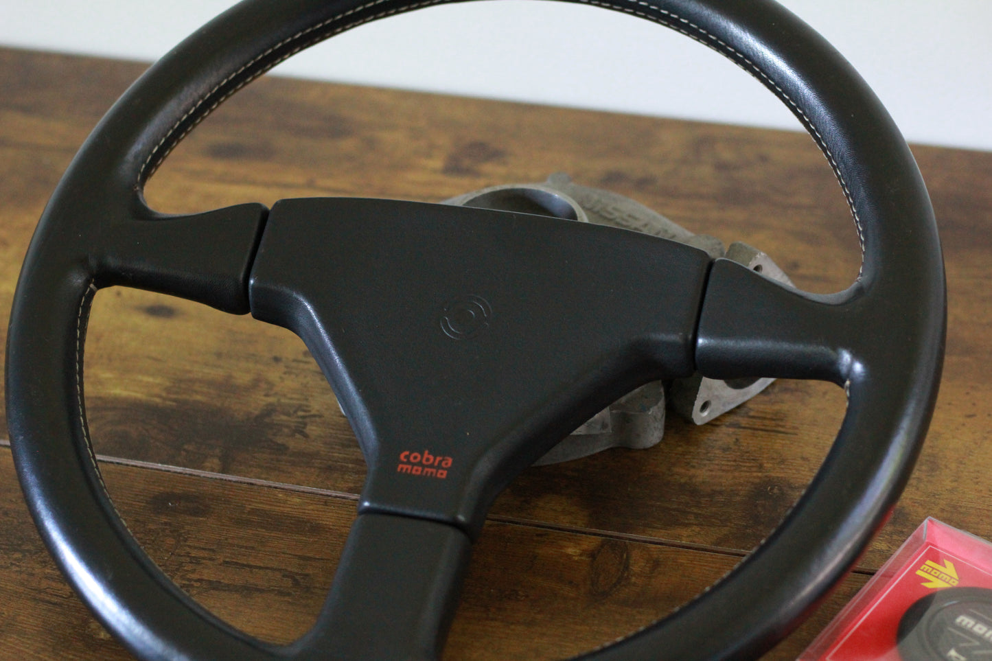 MOMO Cobra 3 Spoke Leather Steering Wheel 360mm - Black