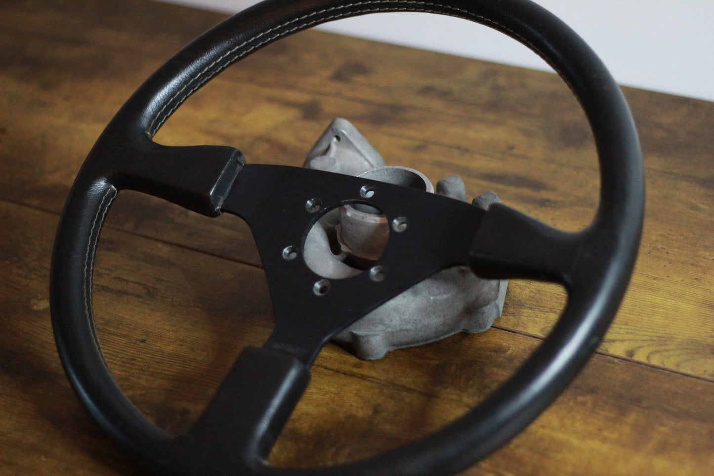 Mazda MX5 /Miata MOMO 370mm Leather Steering Wheel - Black