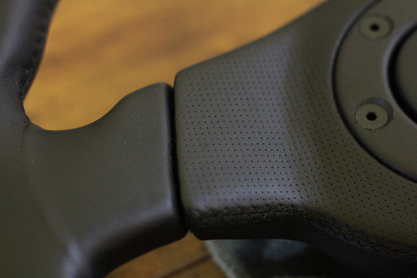 Personal Leather Steering & Wheel Horn Button - Black / Red