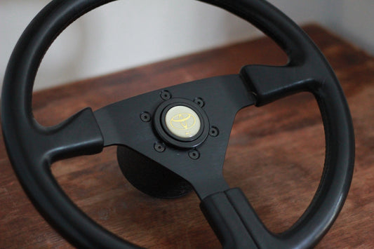 Genuine Toyota Option MOMO 3 Spoke Leather Steering Wheel - Black