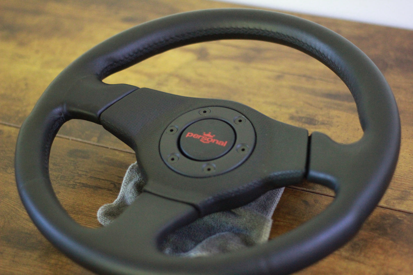 Personal Leather Steering & Wheel Horn Button - Black / Red