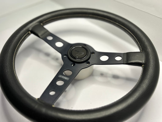 Momo Prototipo Leather Steering Wheel 350mm - Black /White Stitch