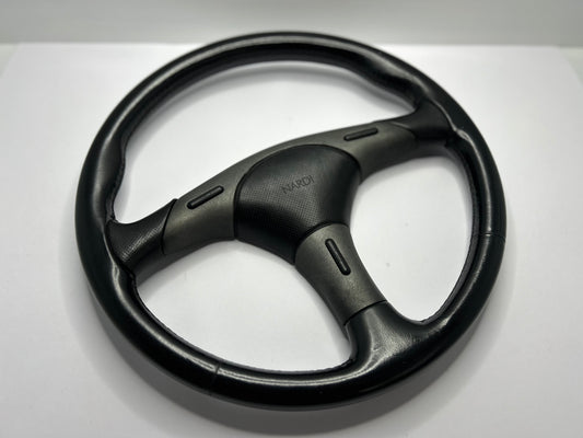 Genuine Nardi Evolution 3 Spoke Leather Steering Wheel 365mm - Black/Grey