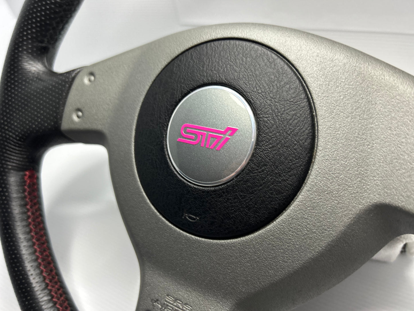 Subaru Impreza GDB STI WRX Red Stitch Steering Wheel - Black / Leather