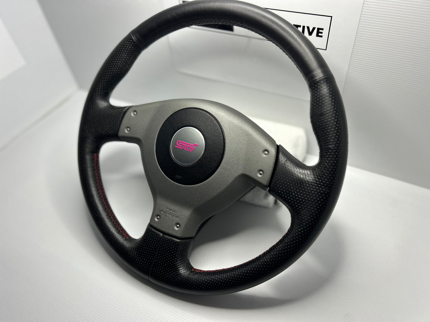 Subaru Impreza GDB STI WRX Red Stitch Steering Wheel - Black / Leather