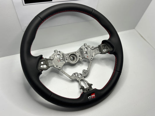 TOYOTA GR86 ZN8 Genuine Leather Steering Wheel - Black / Red Stitch