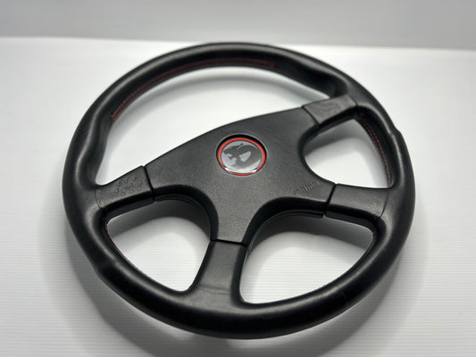 HSV Style Steering Wheel 380mm Momo Ghibli 4 Spoke - Red Stitch