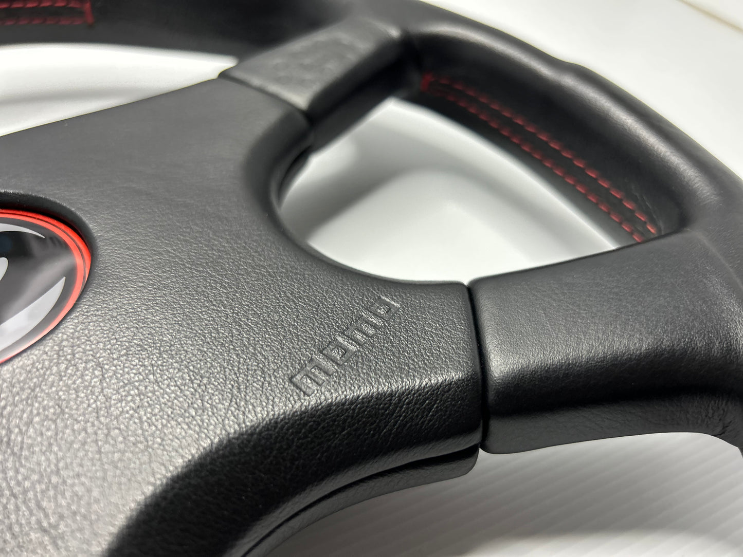 HSV Style Steering Wheel 380mm Momo Ghibli 4 Spoke - Red Stitch