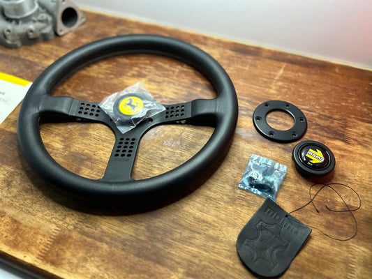 Ferrari New Old Stock Momo Cavallino 3 Leather Steering Wheel 350mm - Black