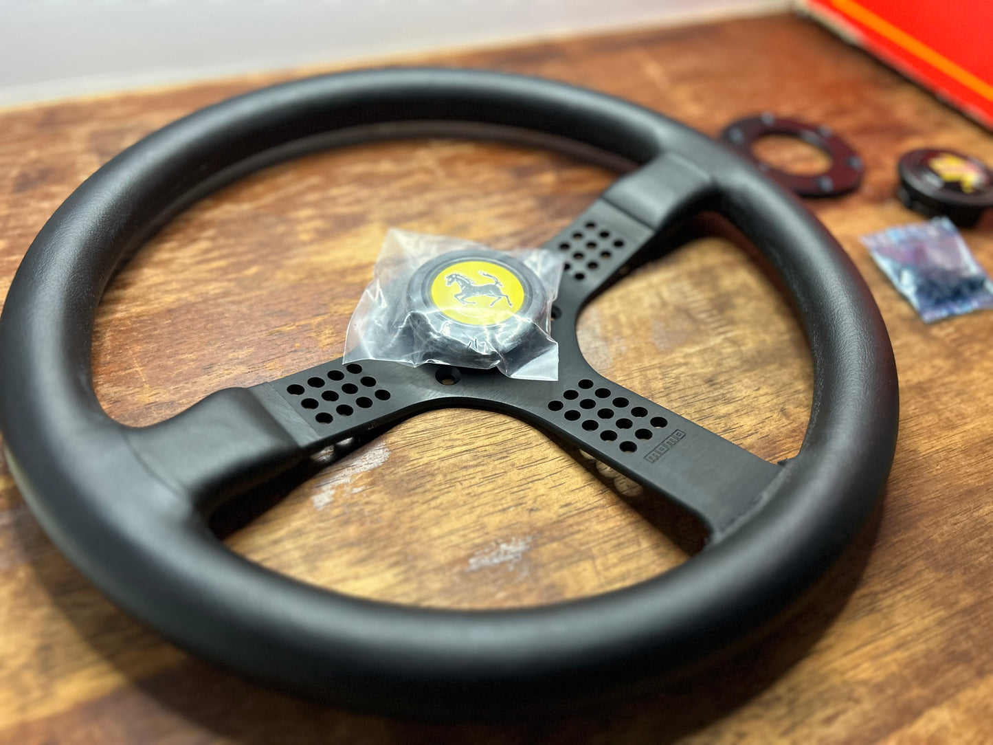 Ferrari New Old Stock Momo Cavallino 3 Leather Steering Wheel 350mm - Black