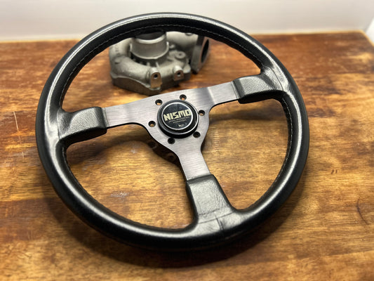 Genuine Nismo 365A Leather Steering Wheel, Horn Button - Black