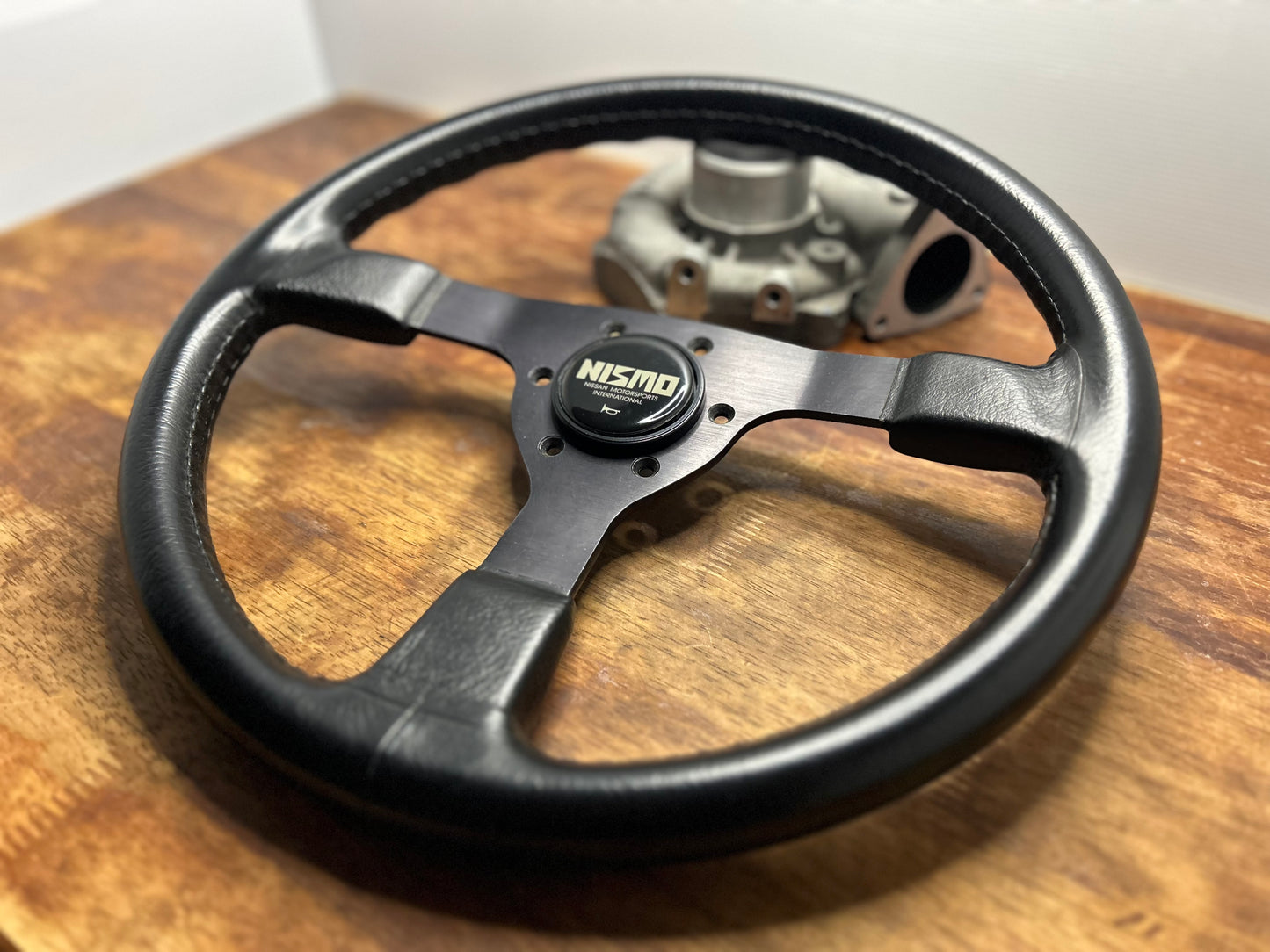 Genuine Nismo 365A Leather Steering Wheel, Horn Button - Black
