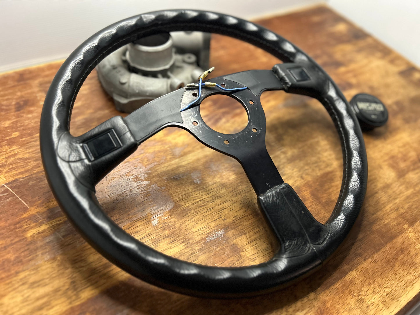 Genuine Nismo 365A Leather Steering Wheel, Horn Button - Black