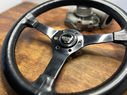 Vintage Nismo 3 Spoke Leather Steering Wheel - Black