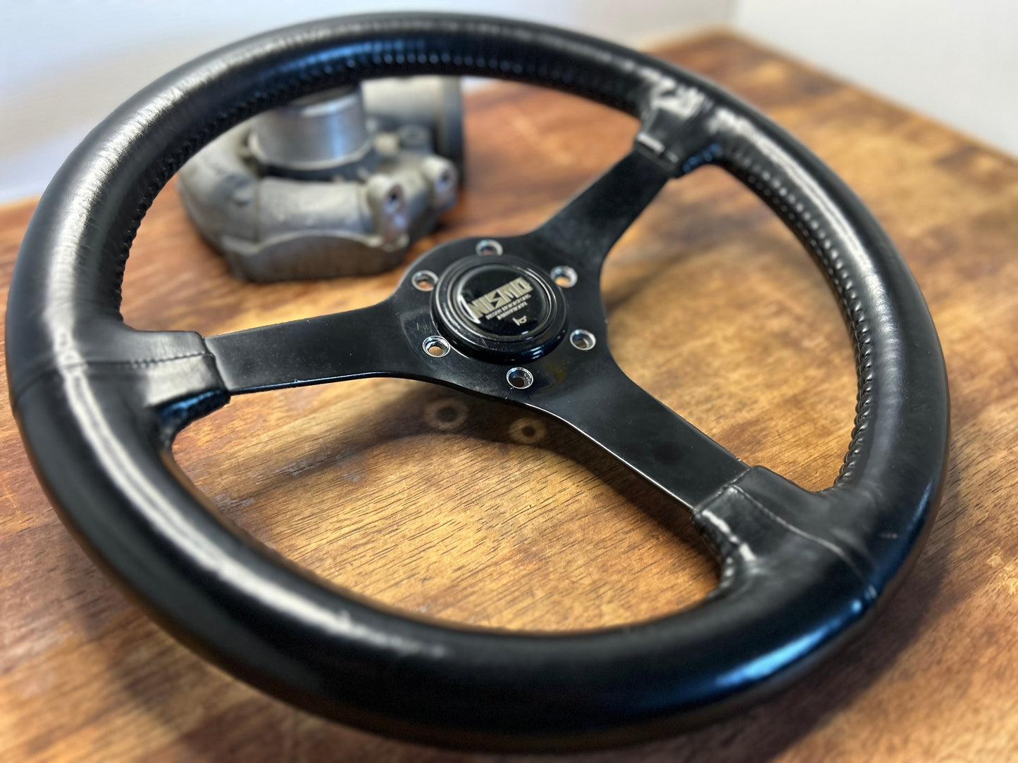 Vintage Nismo 3 Spoke Leather Steering Wheel - Black