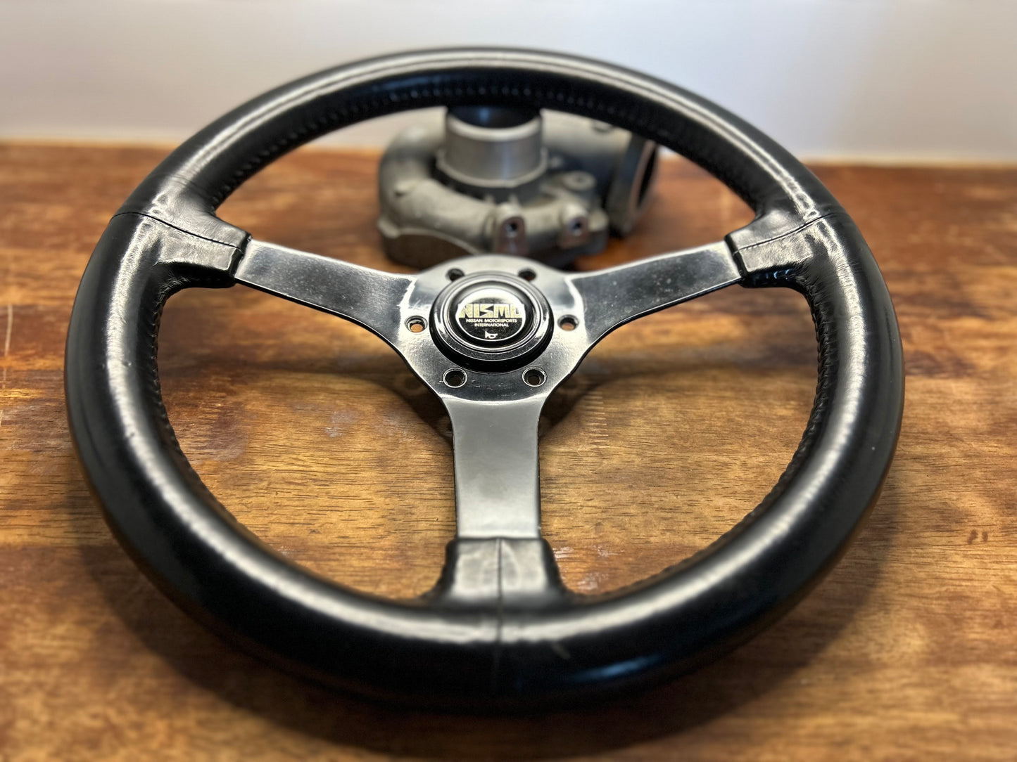 Vintage Nismo 3 Spoke Leather Steering Wheel - Black