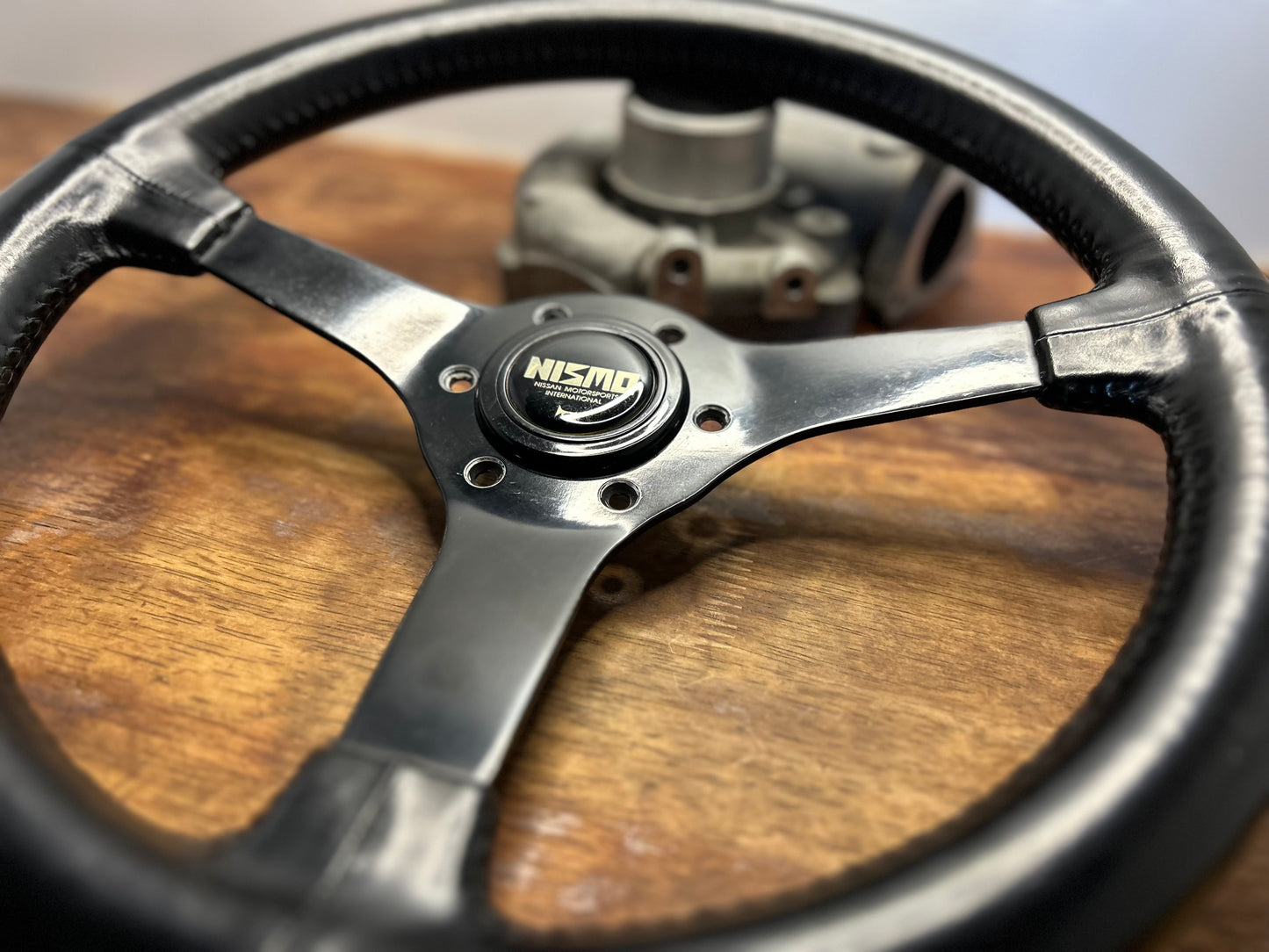 Vintage Nismo 3 Spoke Leather Steering Wheel - Black