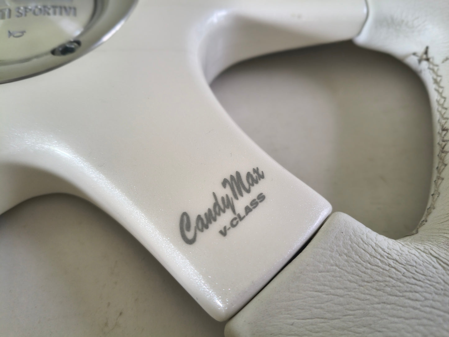 ATC Candy Max White Wood / Leather Steering Wheel 360mm - White Pearl